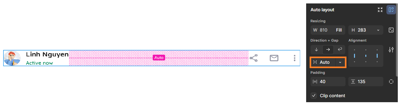 gap auto width example